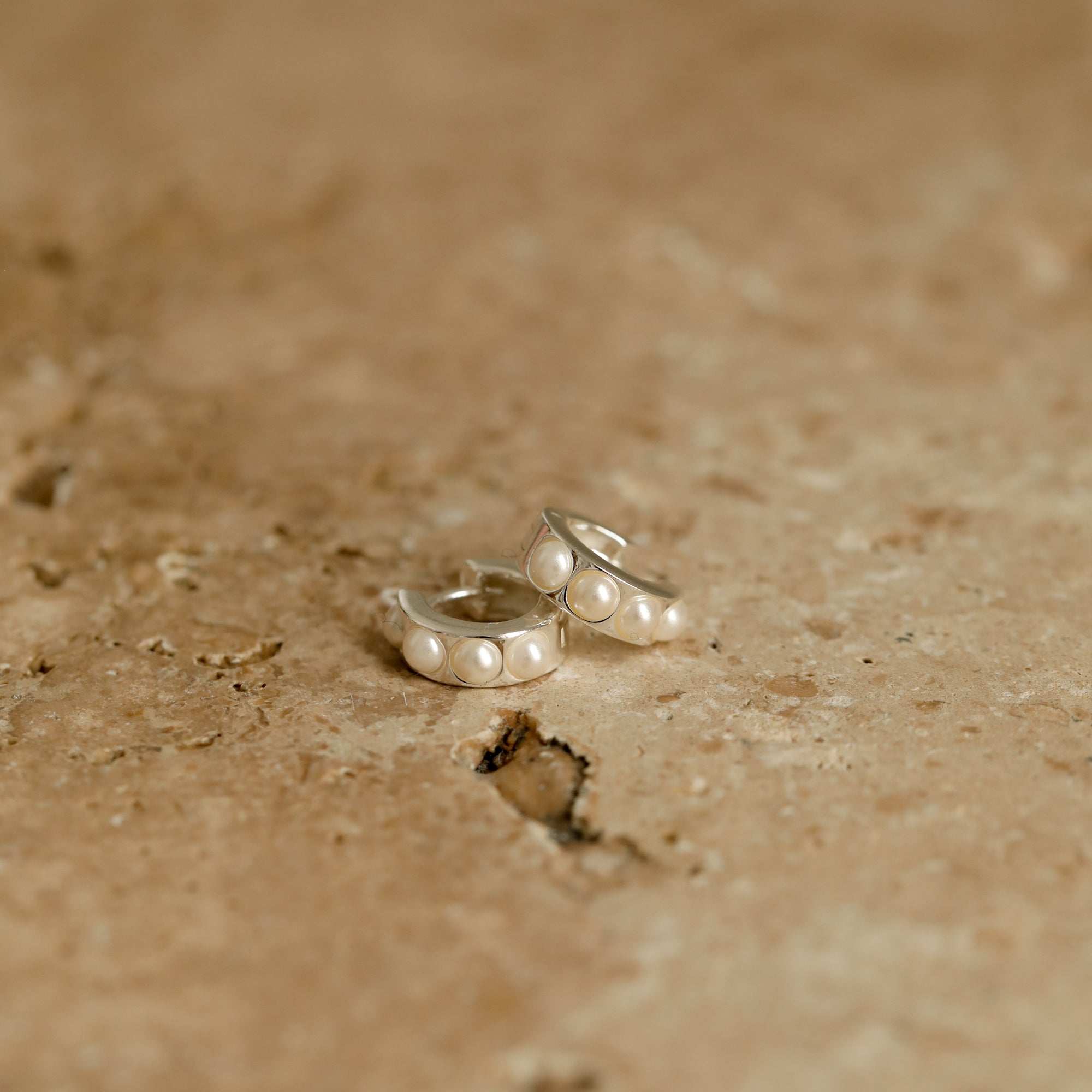 Cat Meffan Small Pearl Huggies