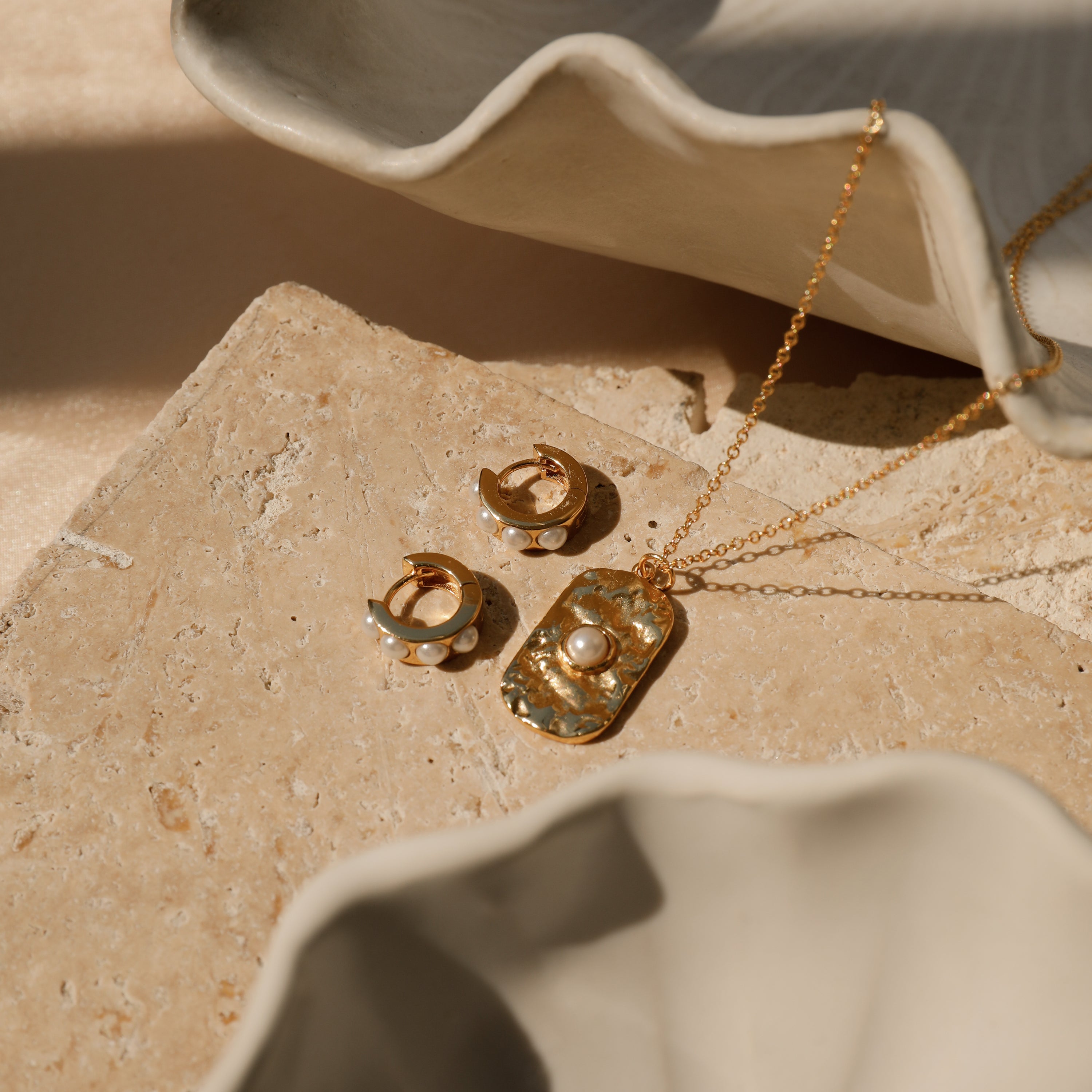 Cat Meffan Small Pearl Huggies