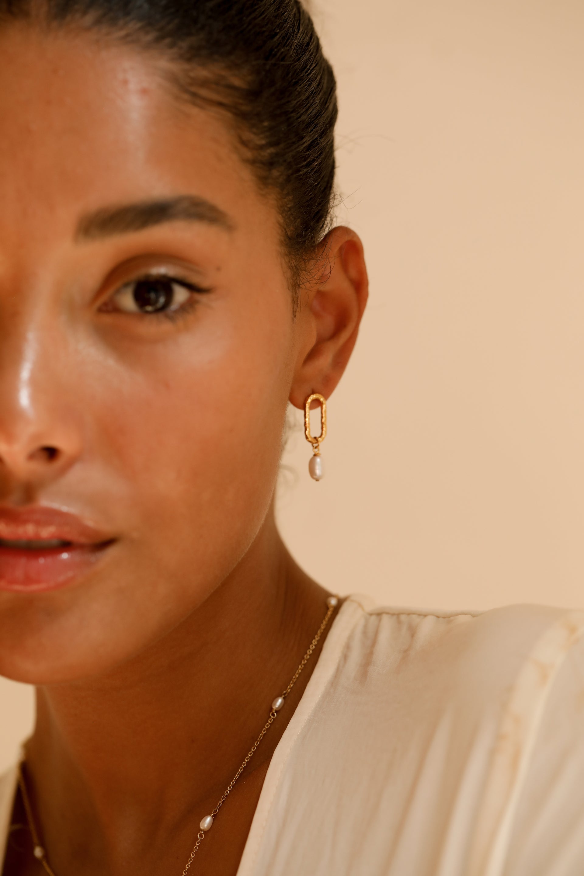 Pearl Drop  Square Earrings