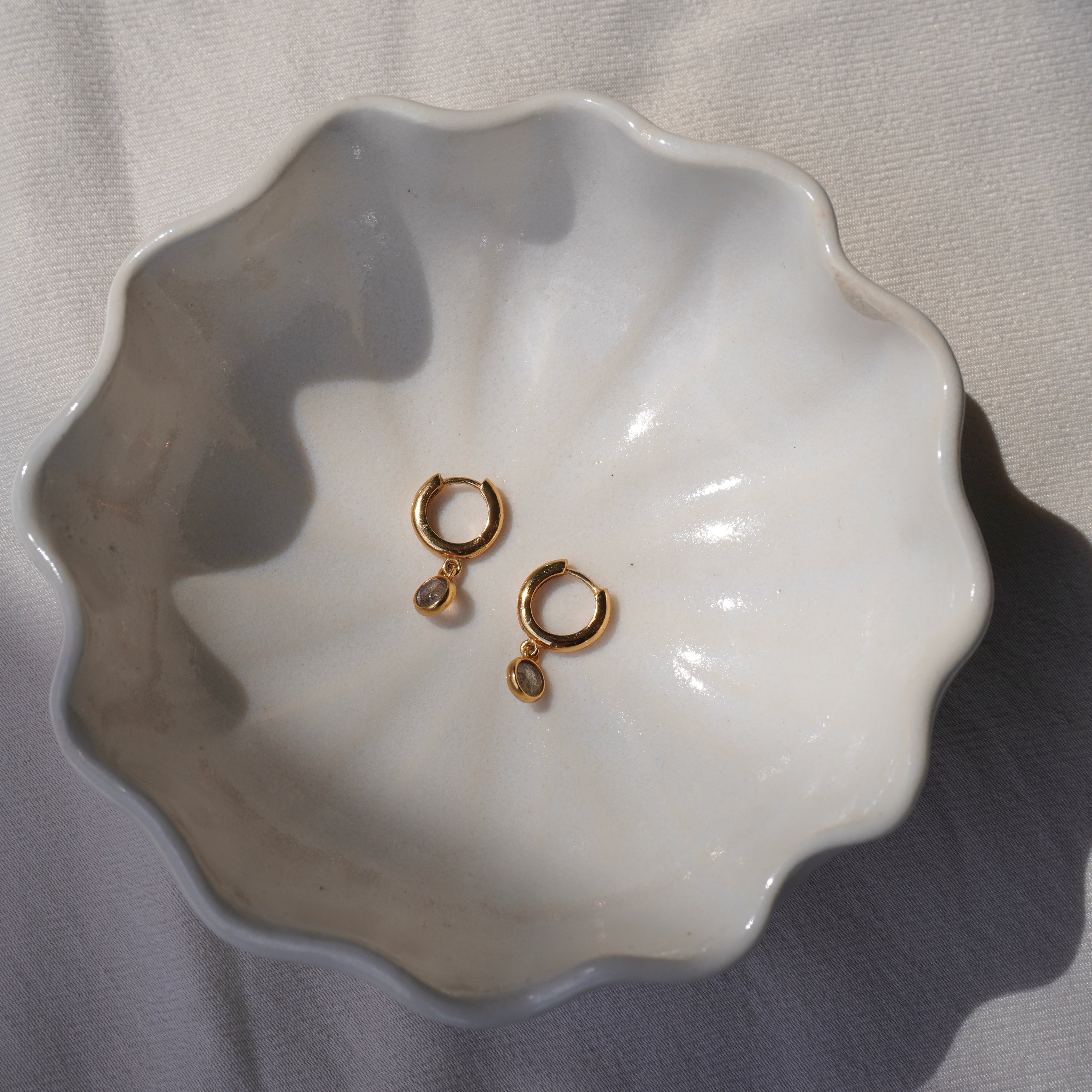 gold mini labradorite Huggies 