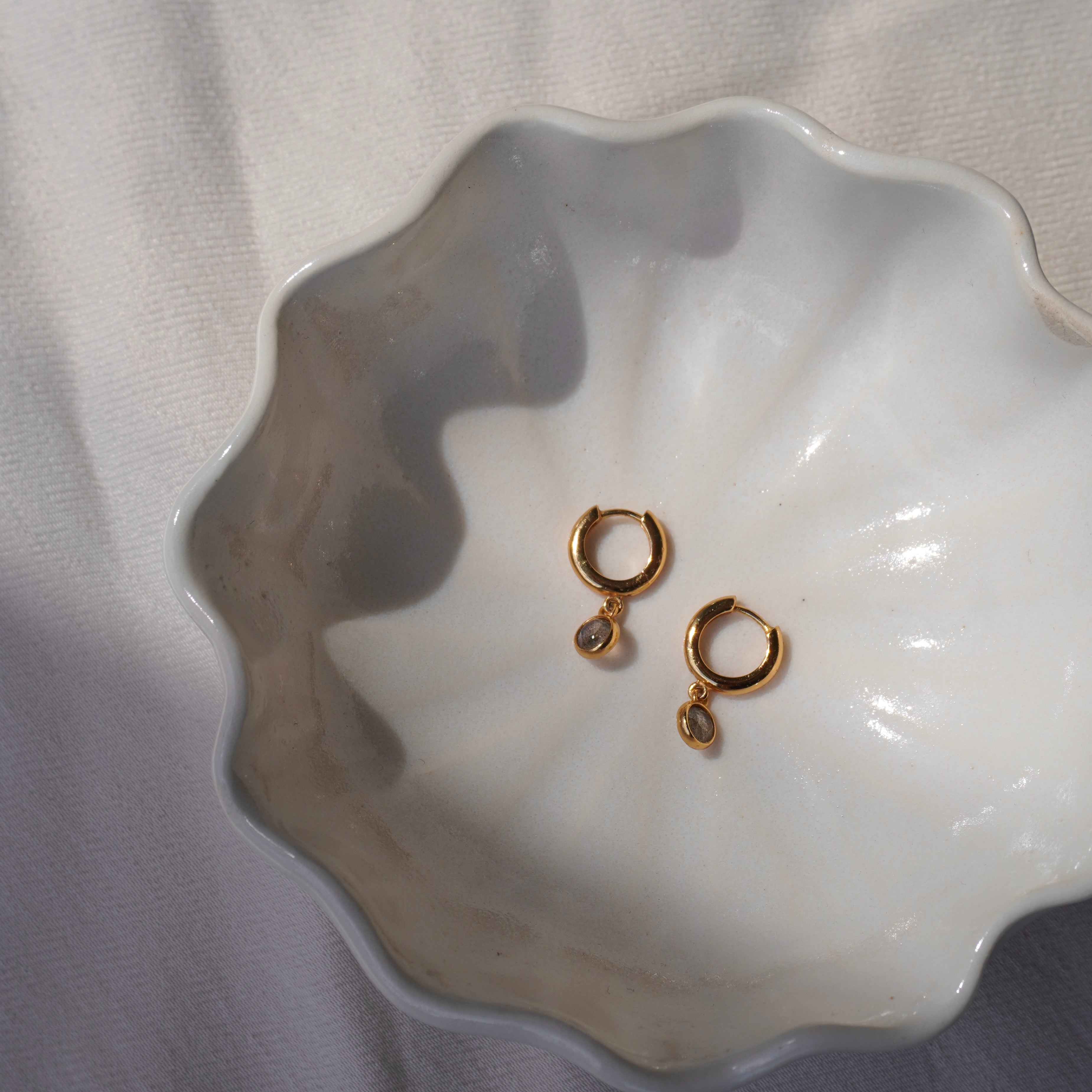gold mini labradorite Huggies 
